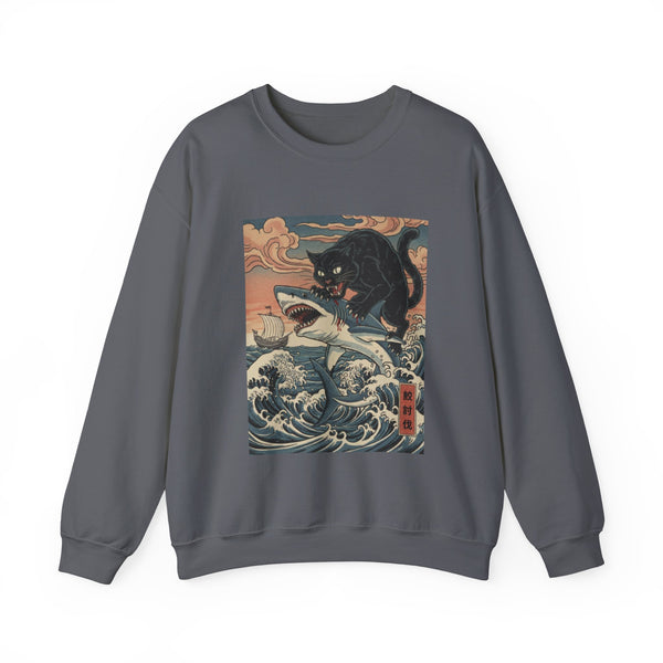 Miso-Funny The Great Wave of Cat Sweatshirt