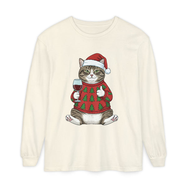Miso-Funny Christmas Cheers Cat Long Sleeve T-Shirt
