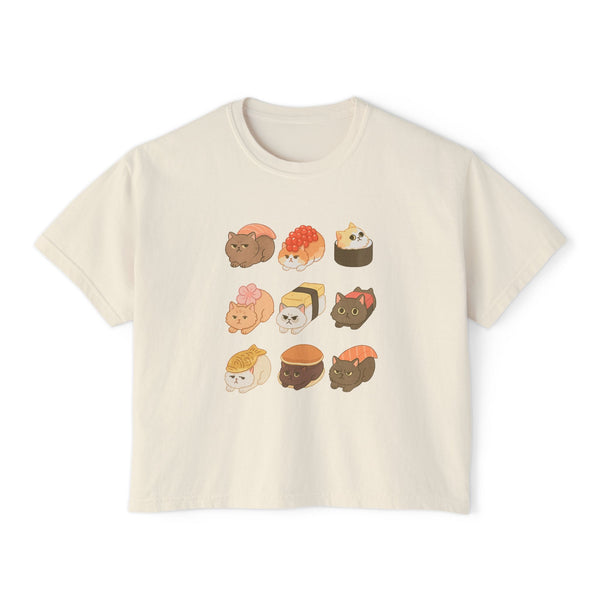 Miso-Funny Sushi Dream Cat Crop T-shirt