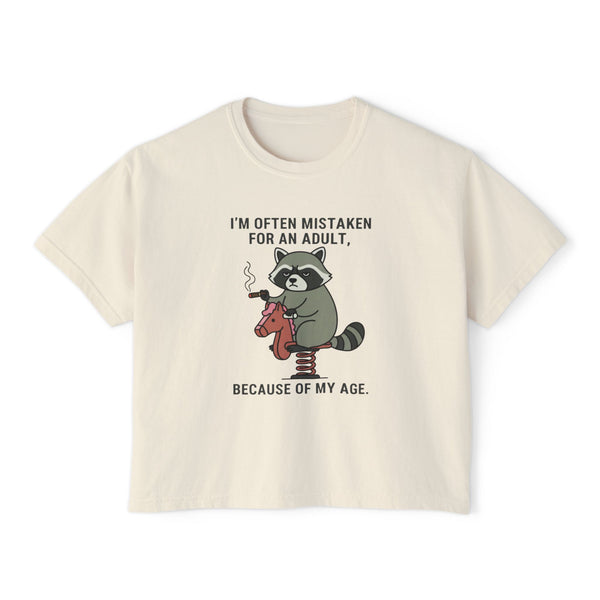 Miso-Funny Raccoon and Horse meme Crop T-shirt