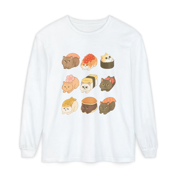 Miso-Funny Cute Cat Sushi Long Sleeve T-Shirt