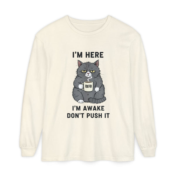 Miso-Funny Tired Cat Long Sleeve T-Shirt