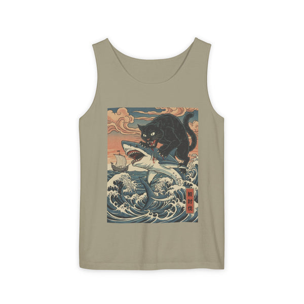 Miso-Funny The Great Wave of Cat Tank Top