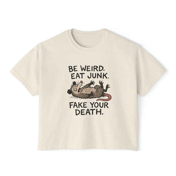 Miso-Funny Be Weird, Eat Junk Crop T-shirt
